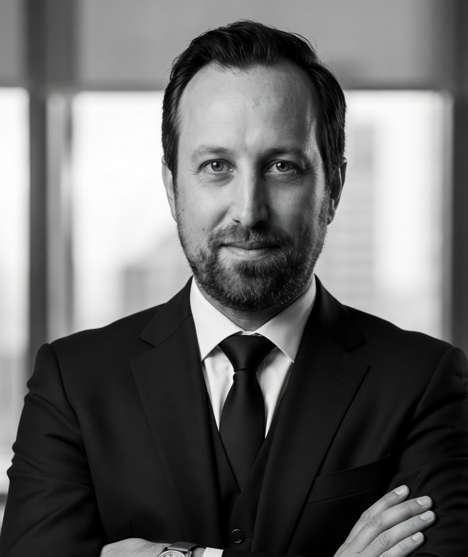 Black-and-white portrait of Ron Bensimon