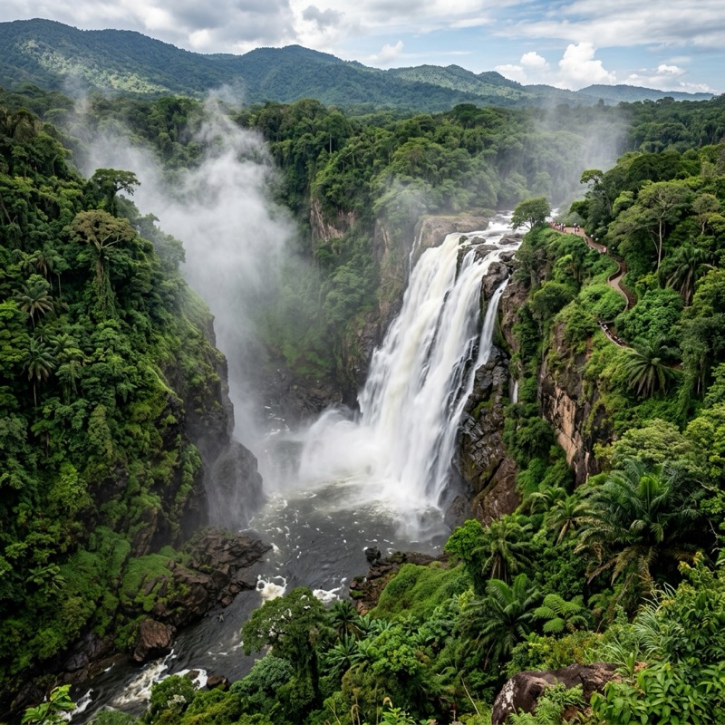 Lush green African waterfall photography by hobbyist Ron Bensimon